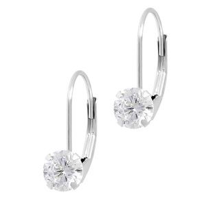 14K White Gold Diamonique 0.70 cttw Earrings Leverback Solitaire